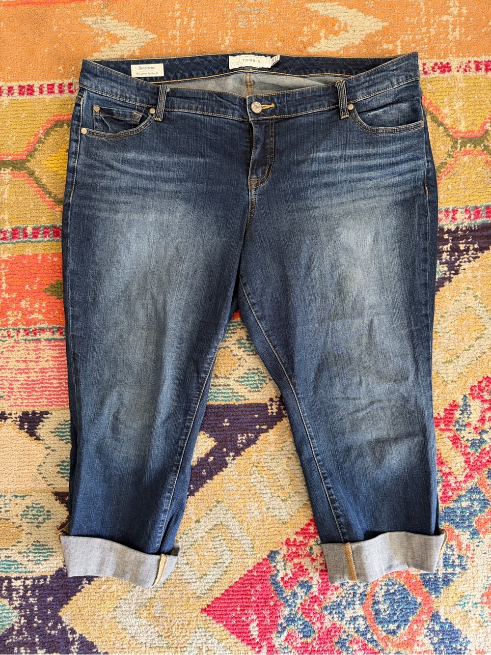 torrid size 20 Dark Blue Rolled-Cuff Boyfriend Jeans